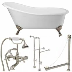 Charlotte 60 Inch Cast Iron Slipper Clawfoot Tub Package 16 Charlotte 60 Inch Cast Iron Slipper Clawfoot Tub Package -A&E BATH & SHOWER Shop tubset14pnpn 2
