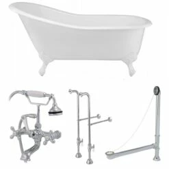 Charlotte 60 Inch Cast Iron Slipper Clawfoot Tub Package 15 Charlotte 60 Inch Cast Iron Slipper Clawfoot Tub Package -A&E BATH & SHOWER Shop tubset14whcp 2