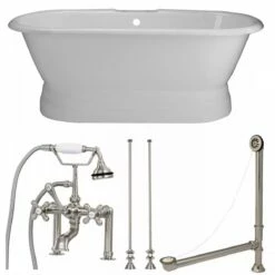 Oxford Cast Iron Double Ended Pedestal Tub Package - Rim Faucet Drillings -A&E BATH & SHOWER Shop tubset24whbn 2
