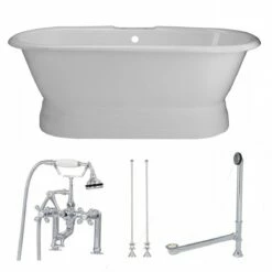 Oxford Cast Iron Double Ended Pedestal Tub Package - Rim Faucet Drillings -A&E BATH & SHOWER Shop tubset24whcp 2
