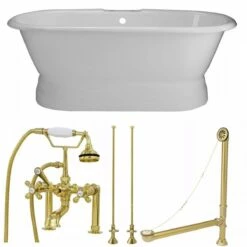 Oxford Cast Iron Double Ended Pedestal Tub Package - Rim Faucet Drillings -A&E BATH & SHOWER Shop tubset24whpb 2