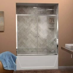 DreamLine Visions 56-60 In. W X 58 In. H Semi-Frameless Sliding Tub Door