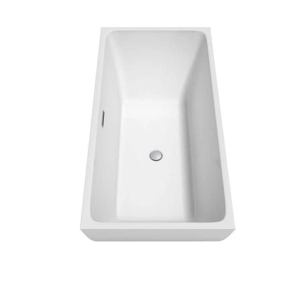 Rachel 59 Inch Acrylic Double Ended Freestanding Bathtub - No Faucet Drillings - White 5 Rachel 59 Inch Acrylic Double Ended Freestanding Bathtub - No Faucet Drillings - White - Image 3