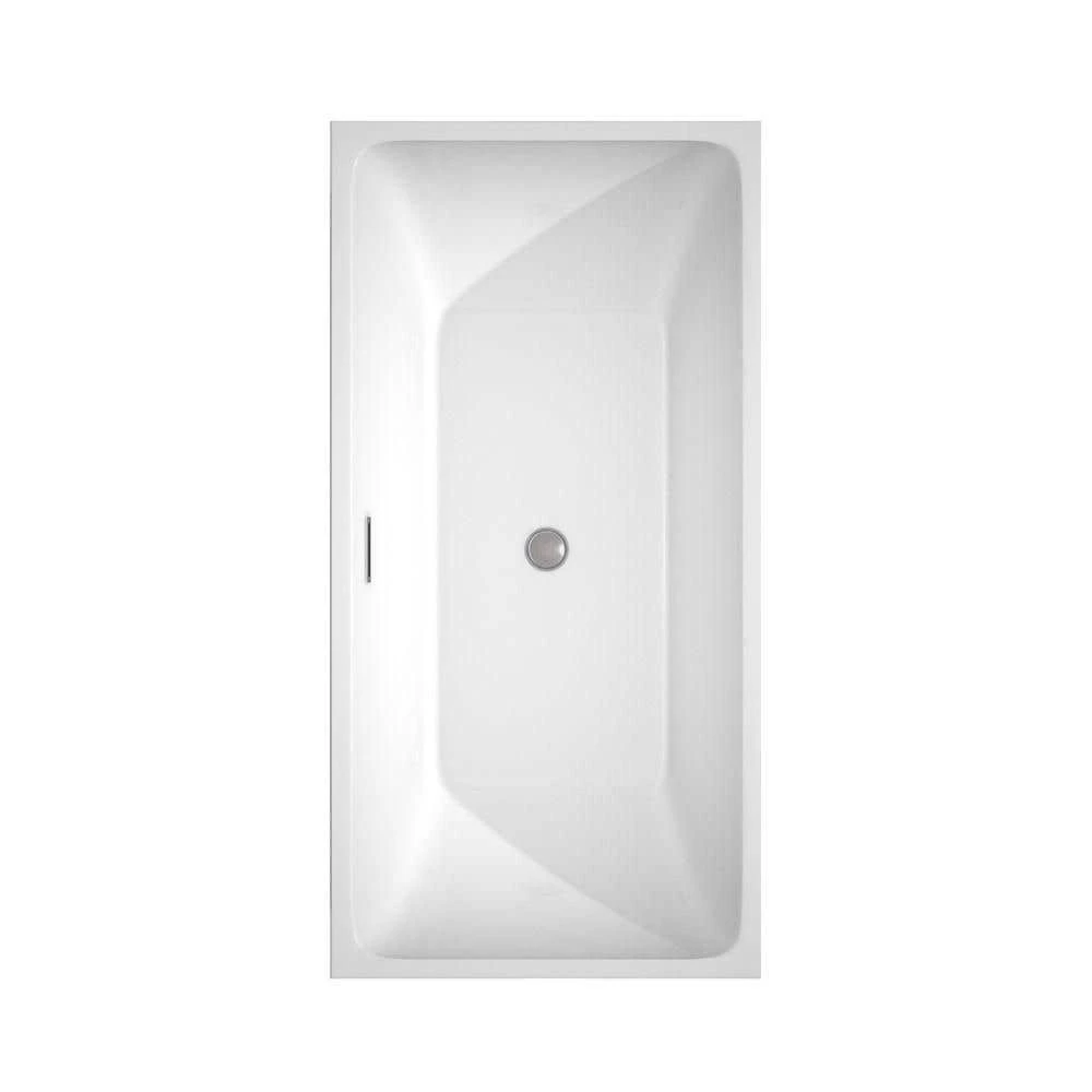 Rachel 59 Inch Acrylic Double Ended Freestanding Bathtub - No Faucet Drillings - White 6 Rachel 59 Inch Acrylic Double Ended Freestanding Bathtub - No Faucet Drillings - White - Image 4